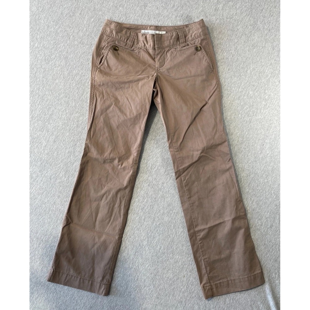 Old Navy Low Rise Chino Pants Womens 0 Brown Cotton Flat Front Straight Leg